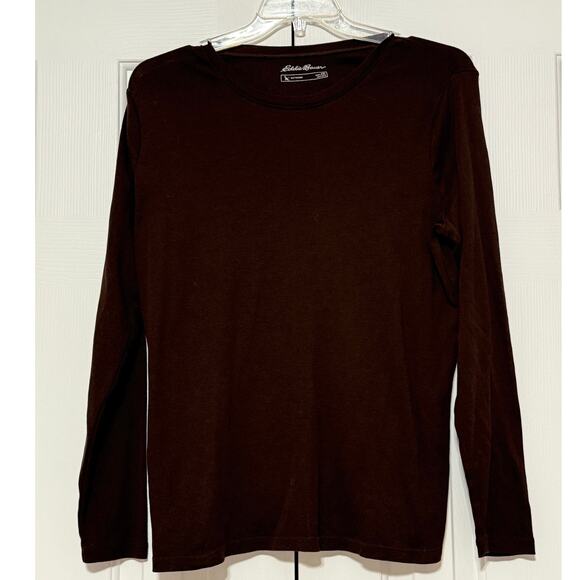 Women's Eddie Bauer Long Sleeve Knit T-Shirt, Chocolate Brown Size XXL - Picture 1 of 5
